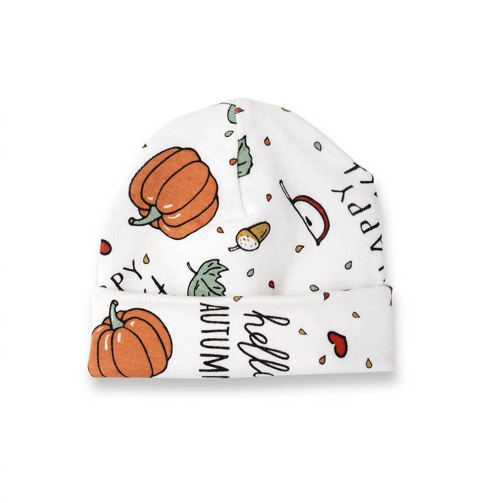 NEW TESA BABE newborn happy harvest hat in ivory/orange/red